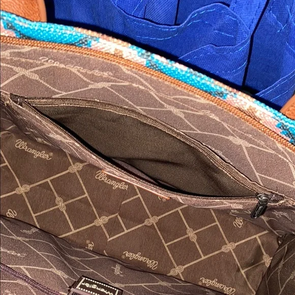 Wrangler Blue and Brown Southwestern Tote Bag, purse, and wallet set(Best offer) - Picture 7 of 16